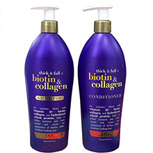 Bộ dầu gội xả kích thích mọc tóc OGX Biotin & Collagen Thick & Full của Mỹ 750ml (Có vòi)