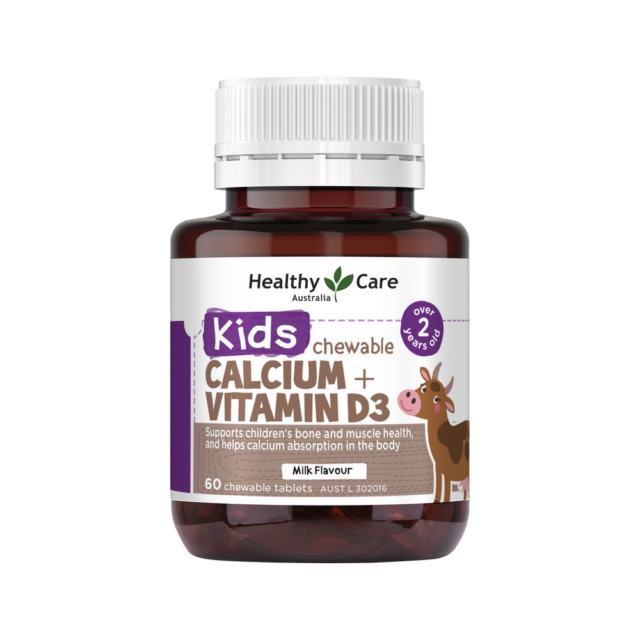 Healthy Care trẻ em Calcium + Vitamin D3 60 viên nhai